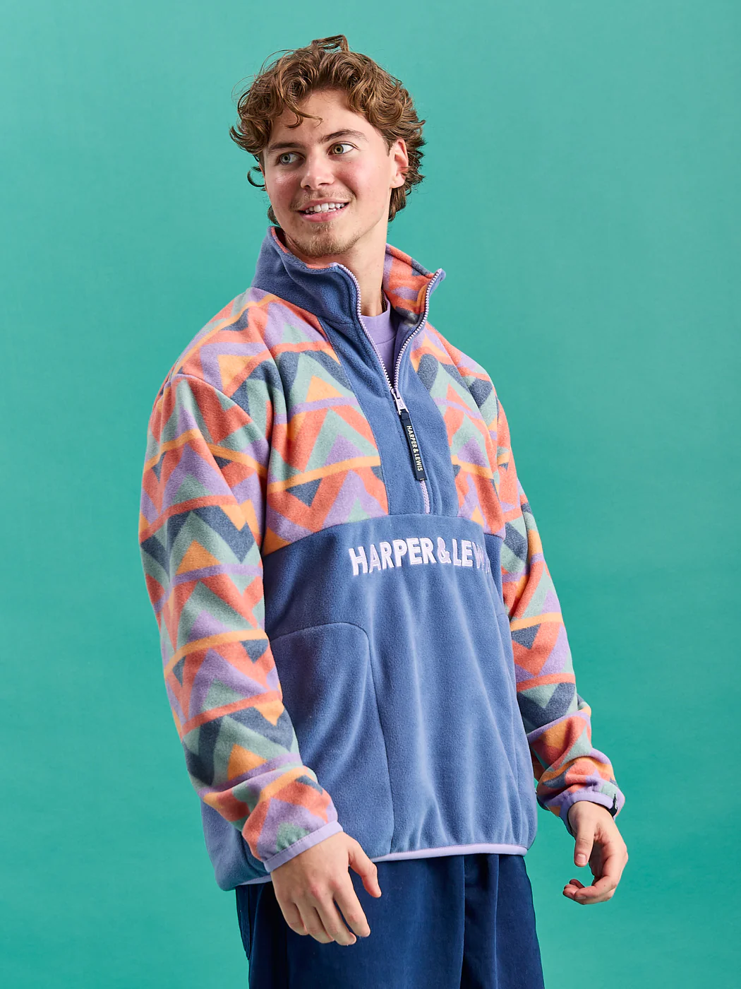 Bodie Retro Pattern 1/4 Zip Fleece - Harper & Lewis