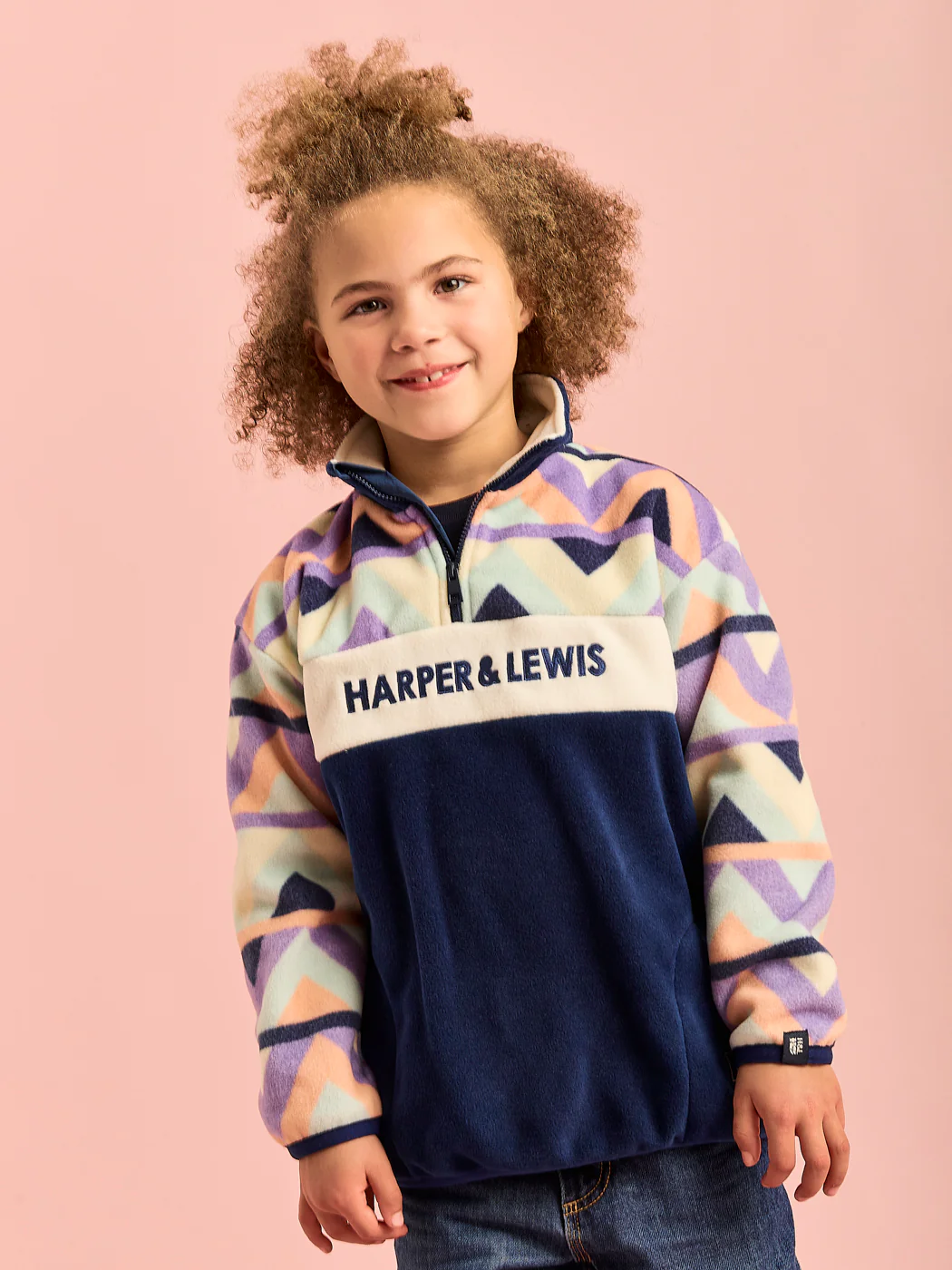 Kids Polar Retro Pattern 1/4 Zip Fleece - Harper & Lewis