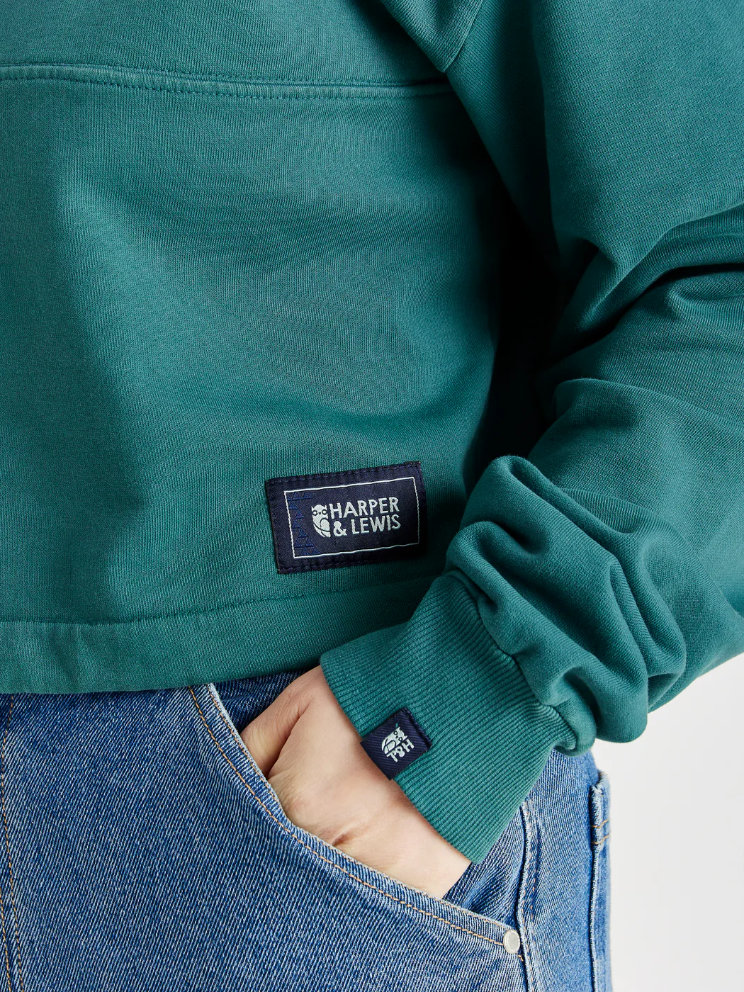 Lumi Cropped 1/4 Zip Sweater Dark Green - Harper & Lewis