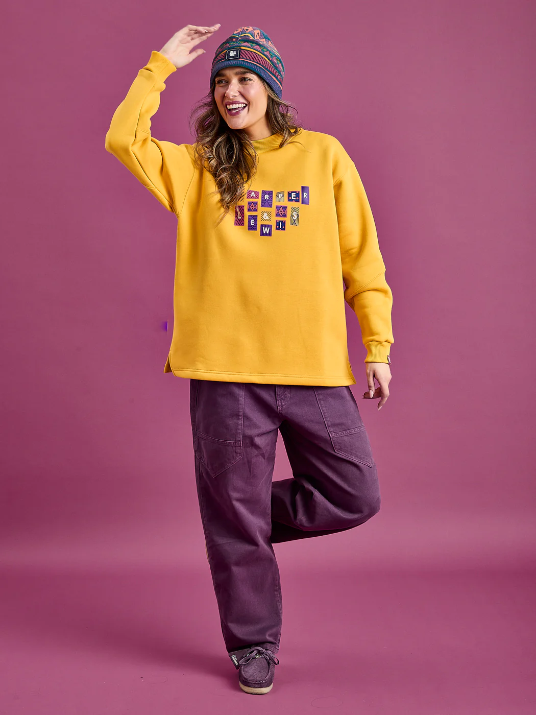 Tallow Retro Pattern Fleece Beanie - Harper & Lewis