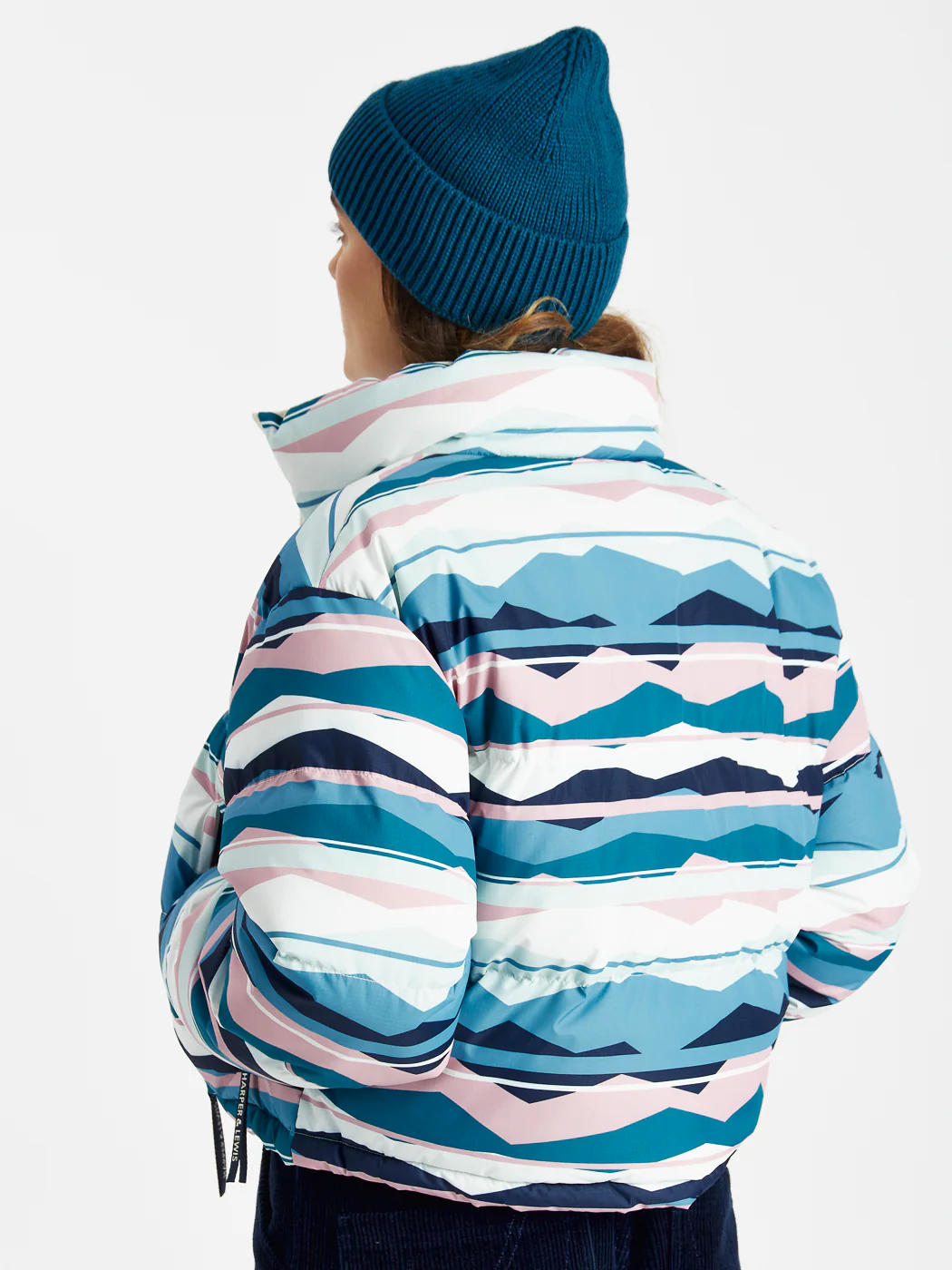 Wren Retro Pattern Cropped Puffer Coat - Harper & Lewis