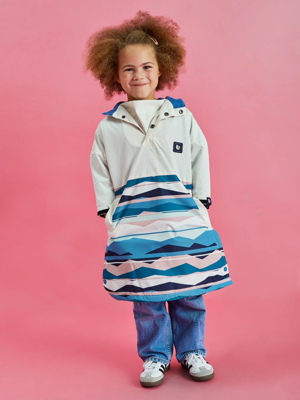 Kids Alva Retro Pattern Poncho - Harper & Lewis