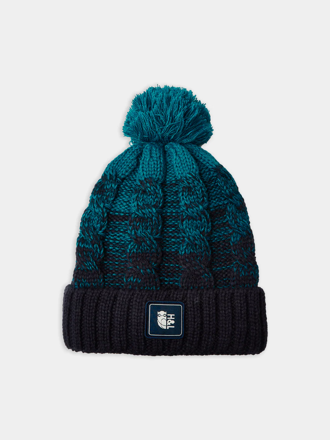 Solden Pom Pom Beanie Teal & Navy - Harper & Lewis