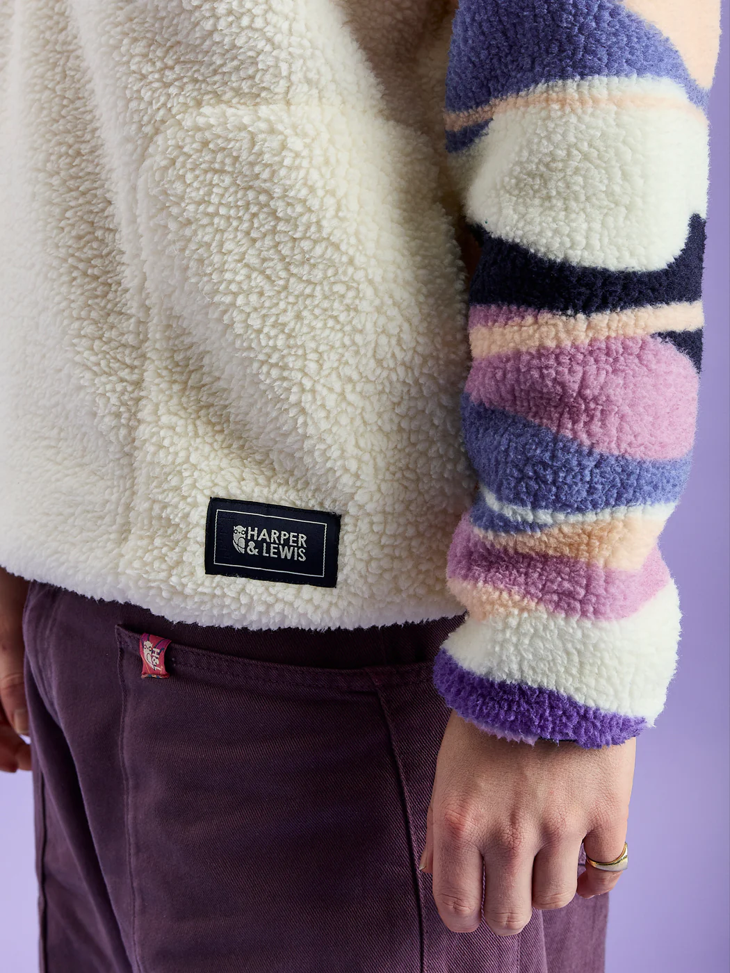 Leyna Retro Pattern 1/4 Zip Sherpa Fleece - Harper & Lewis