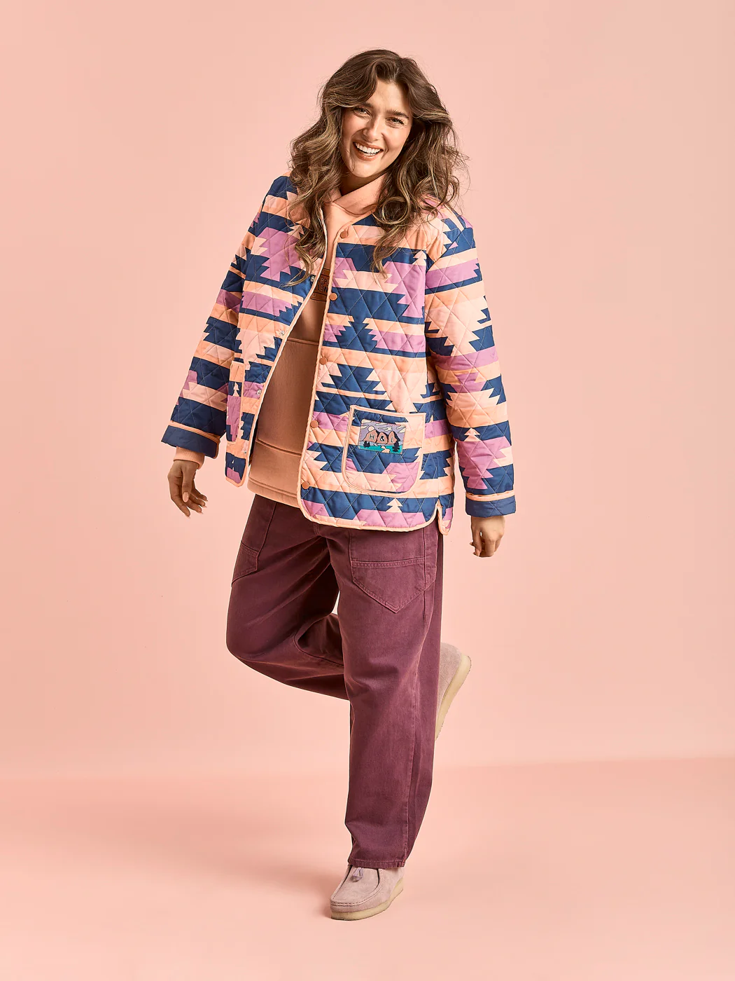 Zinnia Retro Pattern Quilted Jacket - Harper & Lewis