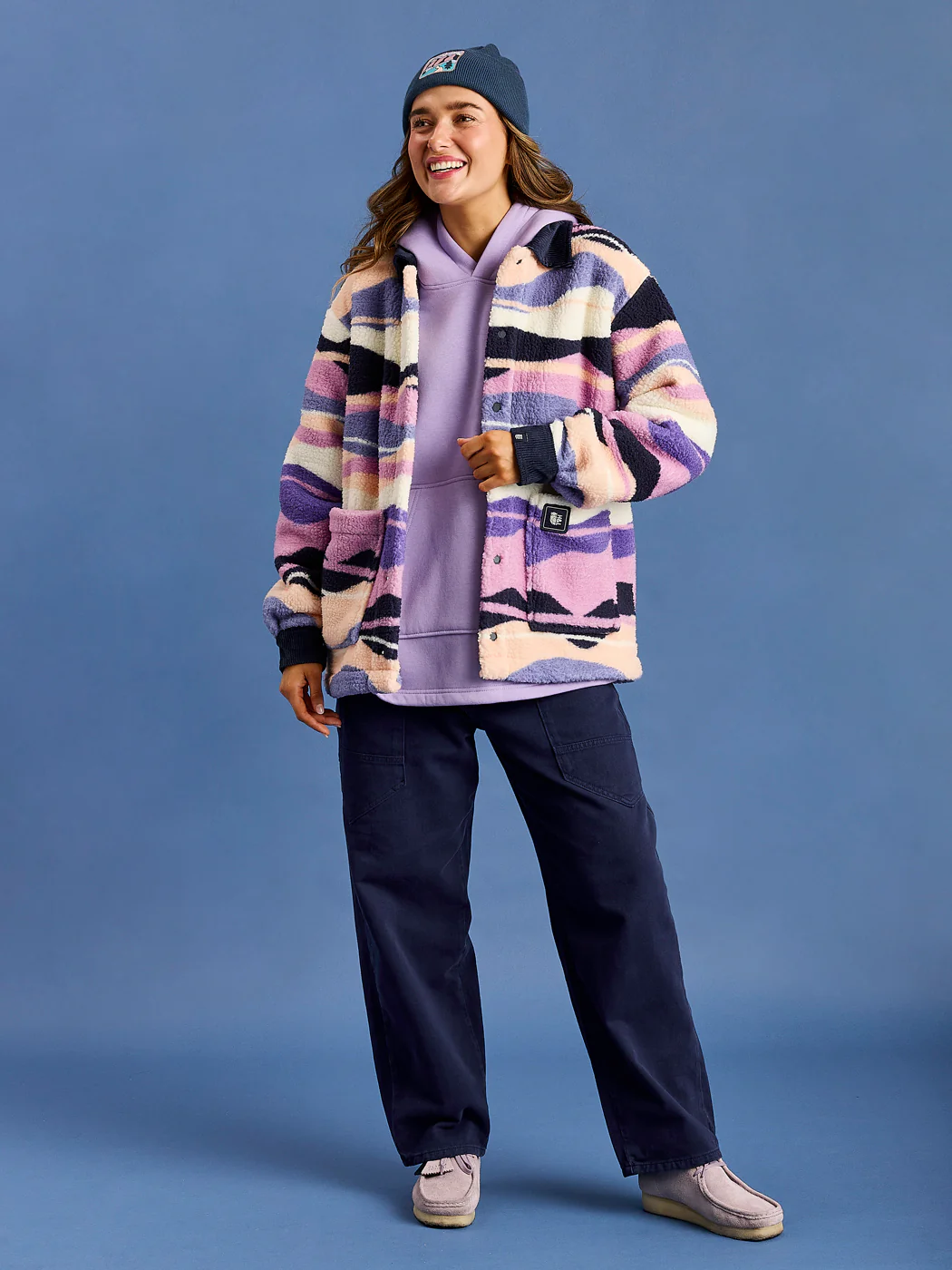 Beau Retro Pattern Sherpa Fleece Shirt - Harper & Lewis