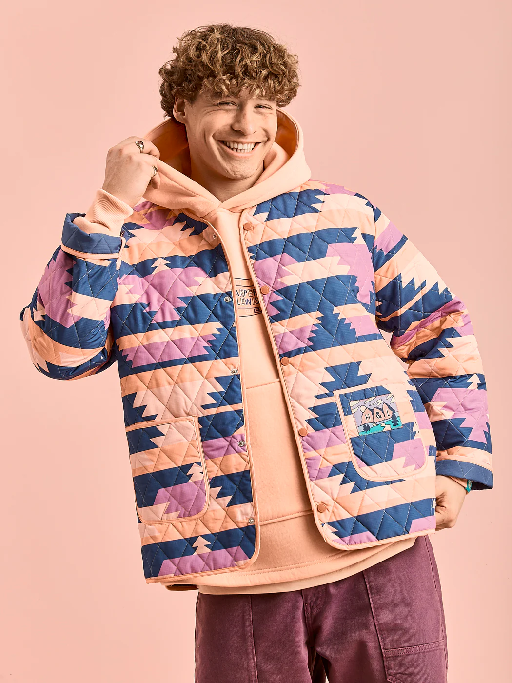 Zinnia Retro Pattern Quilted Jacket - Harper & Lewis