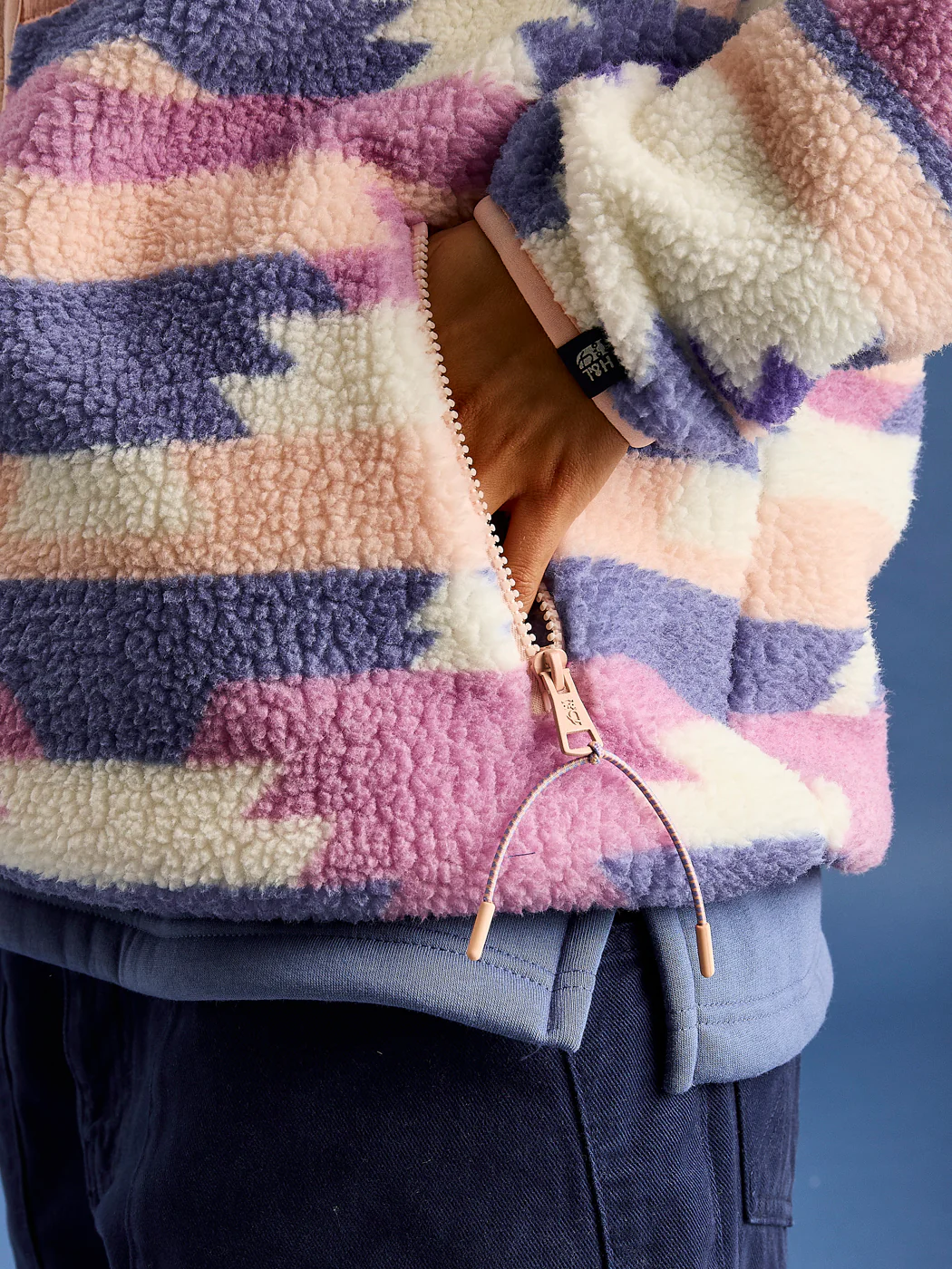 Finn Retro Pattern Full Zip Sherpa Fleece - Harper & Lewis