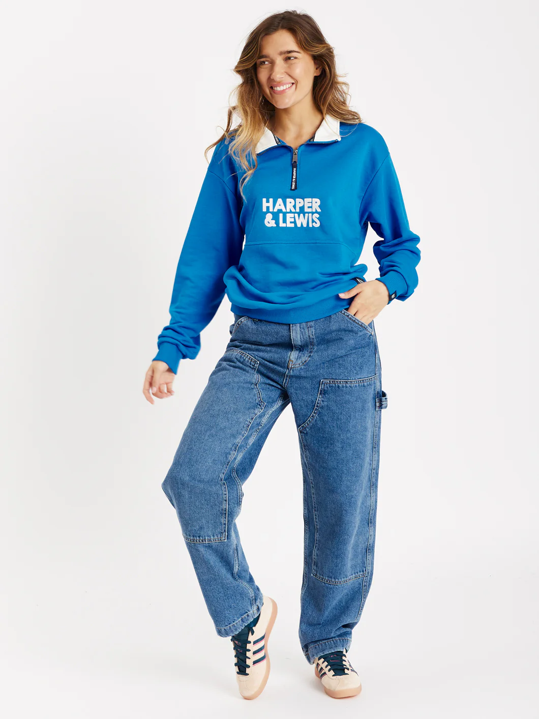 Sweet Pea 1/4 Zip Sweater Royal Blue - Harper & Lewis