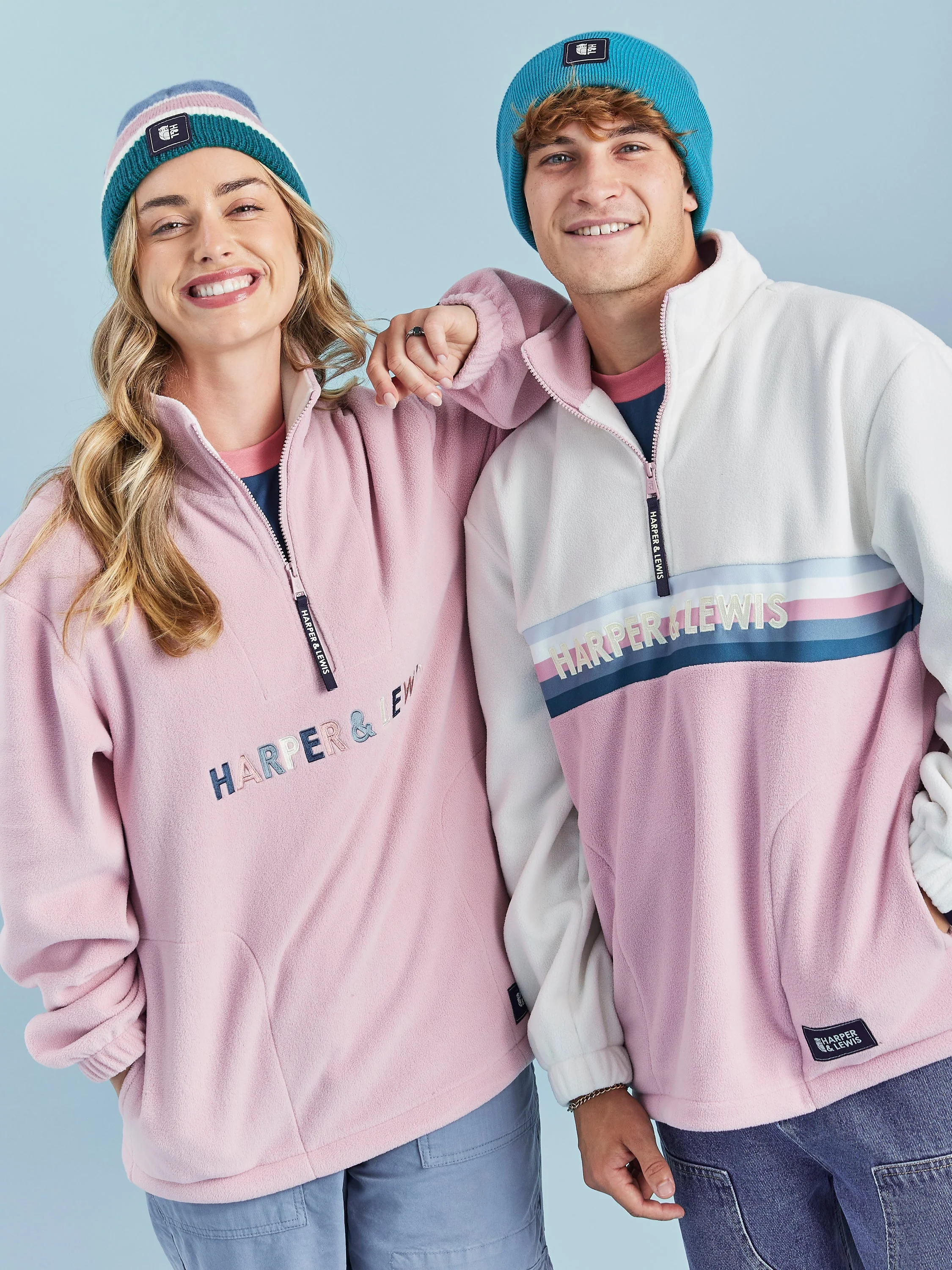 Eirwen 1/4 Zip Fleece Dusty Pink - Harper & Lewis