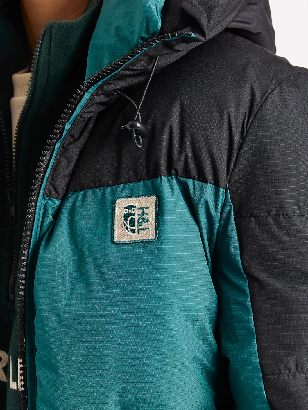 Soll Hooded Puffer Coat Black & Green - Harper & Lewis