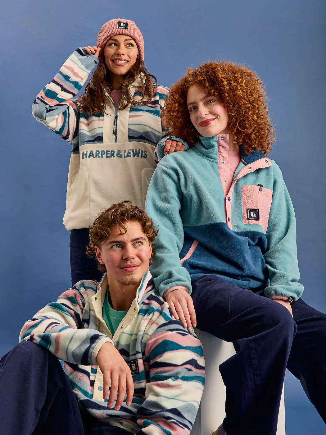 Tallow Retro Pattern Popper Neck Fleece - Harper & Lewis