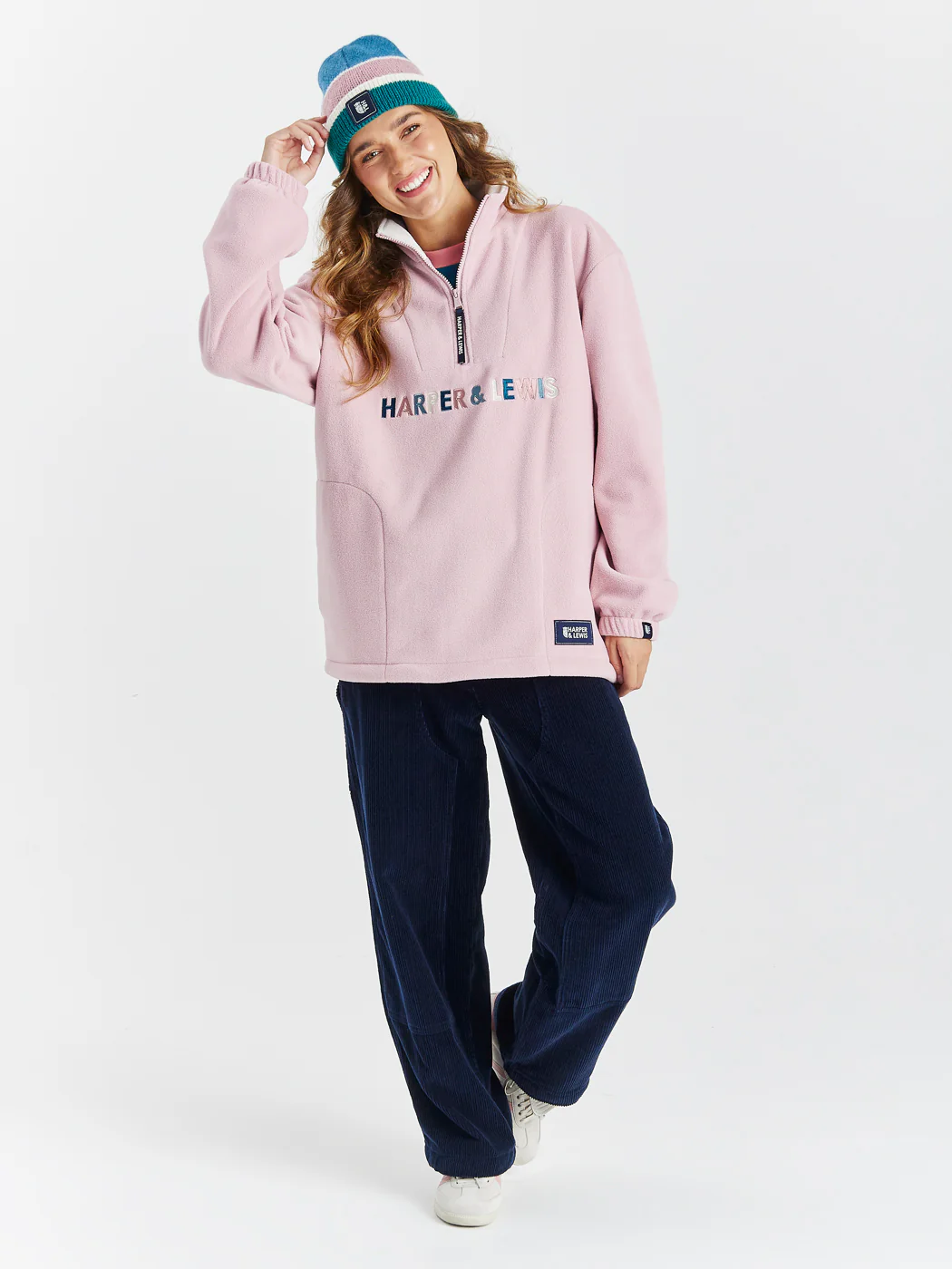 Eirwen 1/4 Zip Fleece Dusty Pink - Harper & Lewis