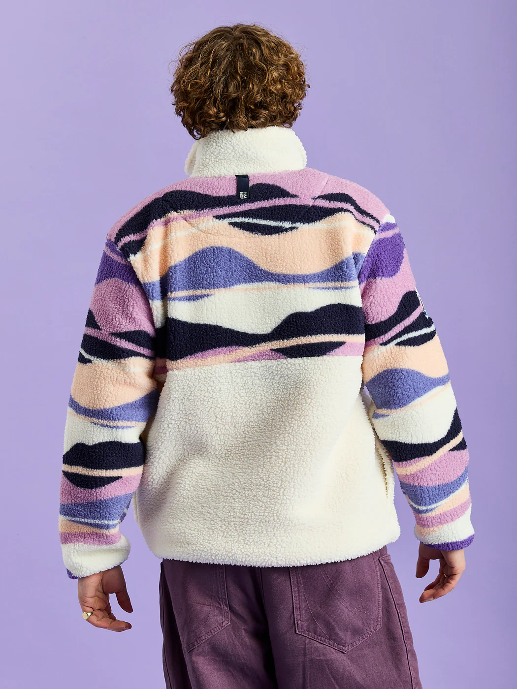 Leyna Retro Pattern 1/4 Zip Sherpa Fleece - Harper & Lewis