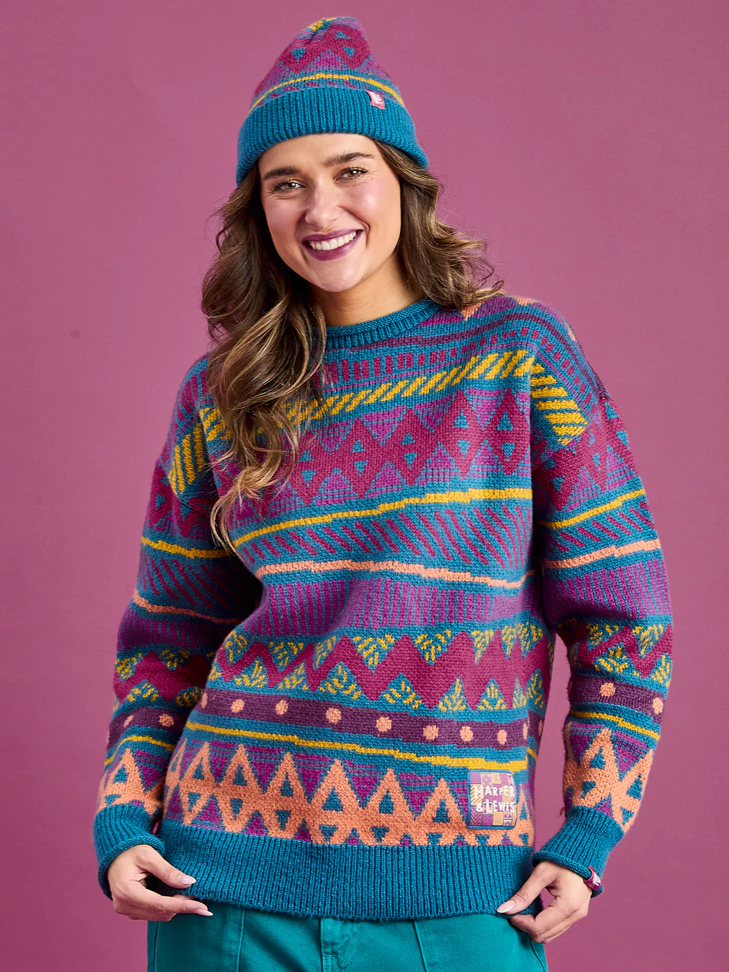 Dana Retro Pattern Knitted Jumper - Harper & Lewis