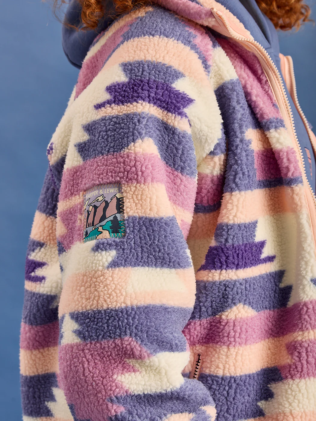 Finn Retro Pattern Full Zip Sherpa Fleece - Harper & Lewis