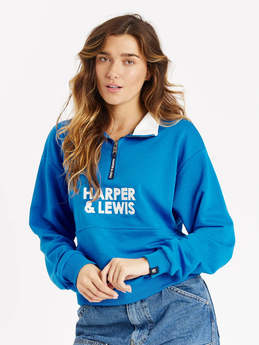 Sweet Pea 1/4 Zip Sweater Royal Blue - Harper & Lewis
