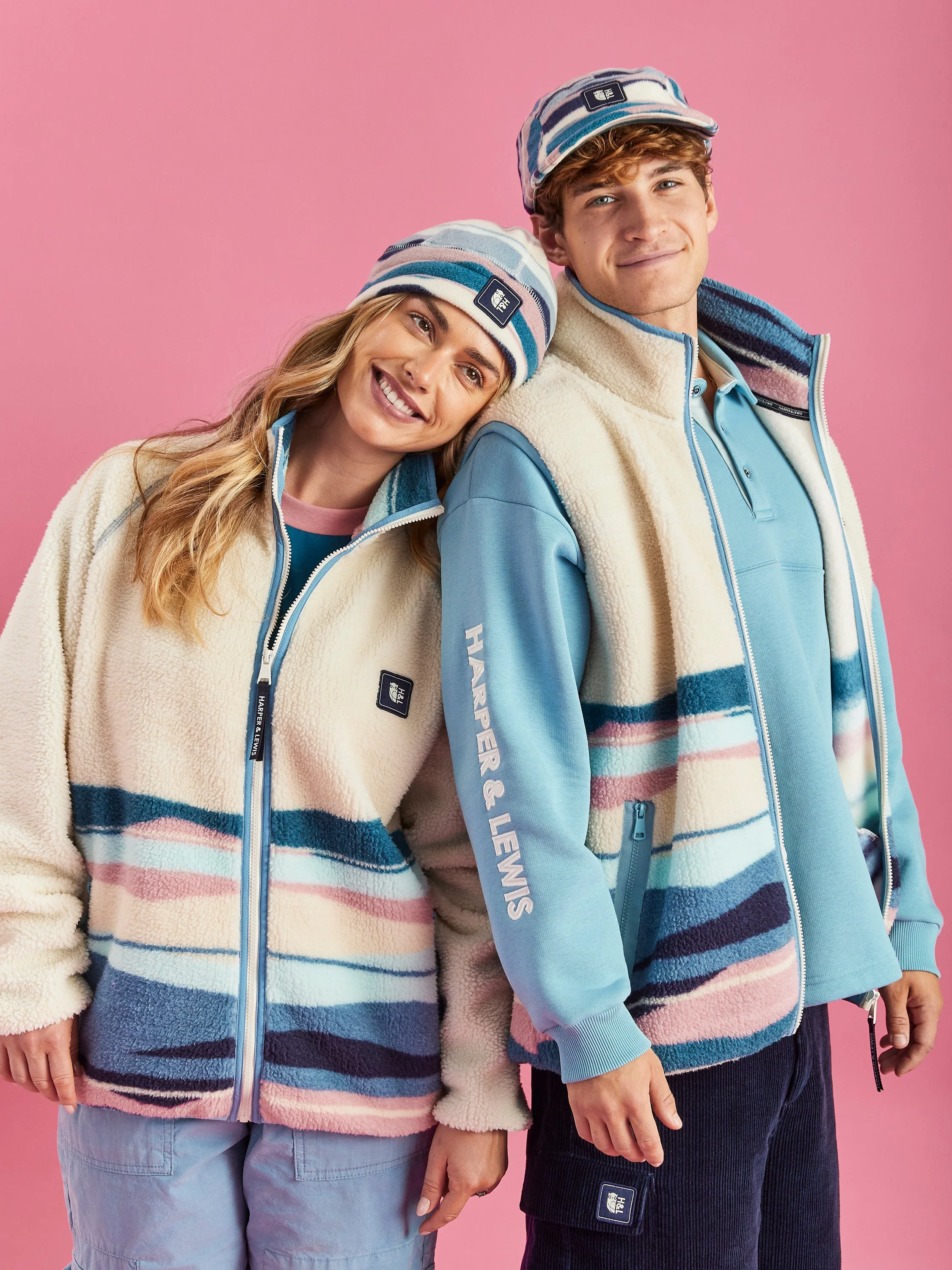 Emery Retro Pattern Sherpa Fleece Gilet - Harper & Lewis