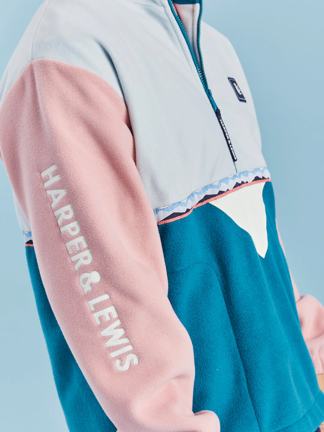 Palm 1/4 Zip Fleece Cool Aqua - Harper & Lewis