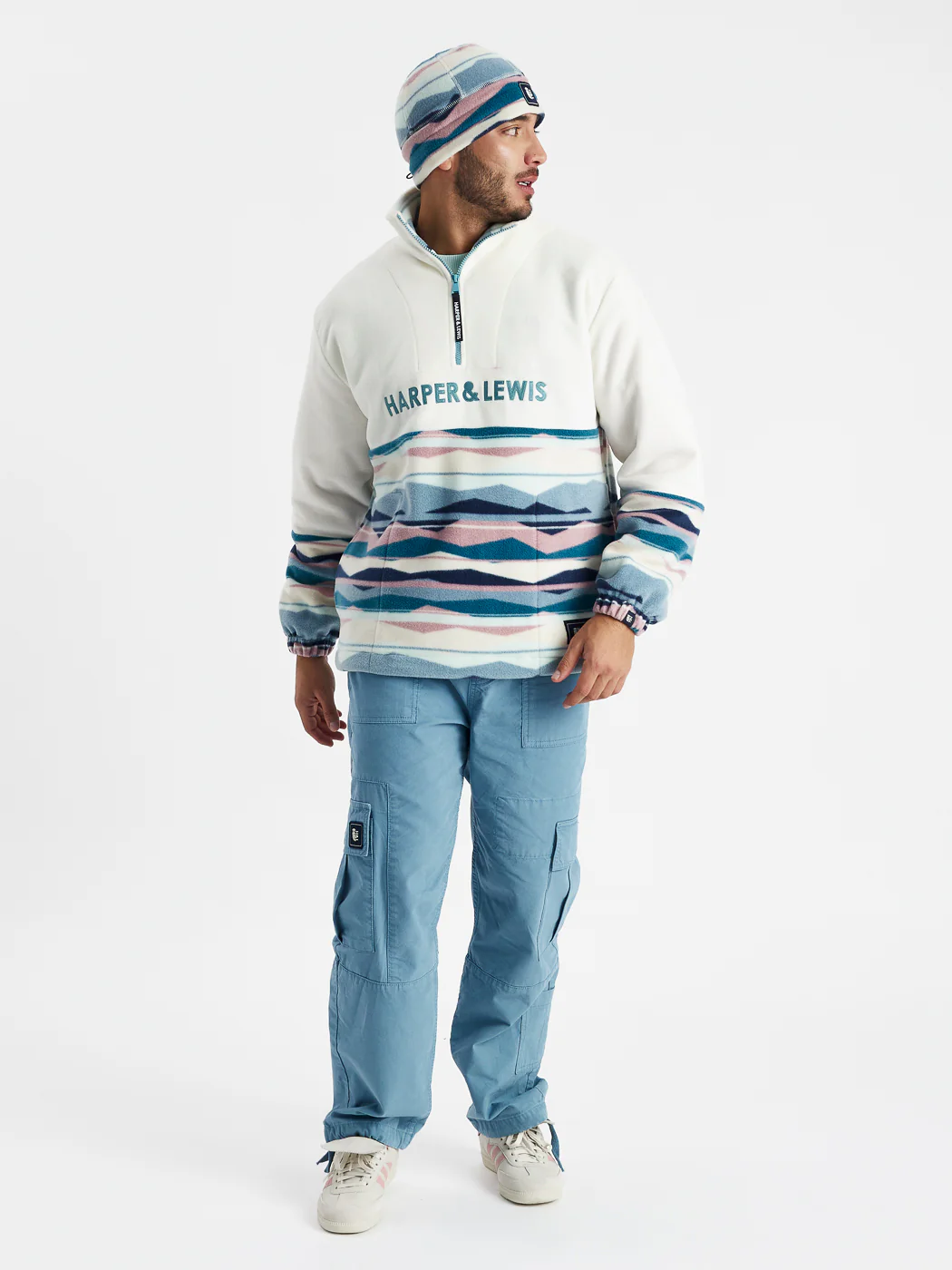 Bronte Retro Pattern 1/4 Zip Fleece - Harper & Lewis