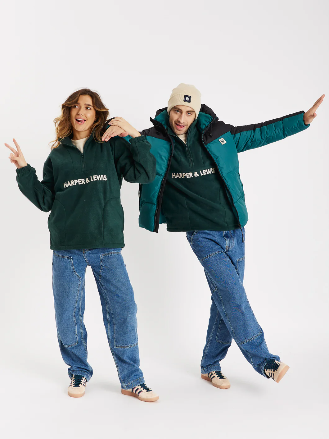 Soll Hooded Puffer Coat Black & Green - Harper & Lewis