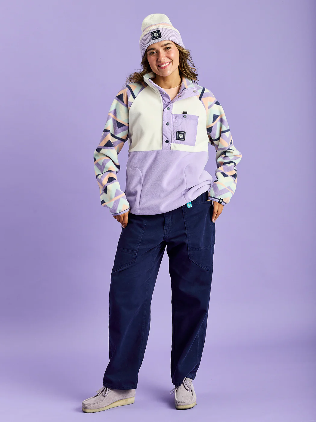 Sutton Retro Pattern Popper Neck Fleece - Harper & Lewis