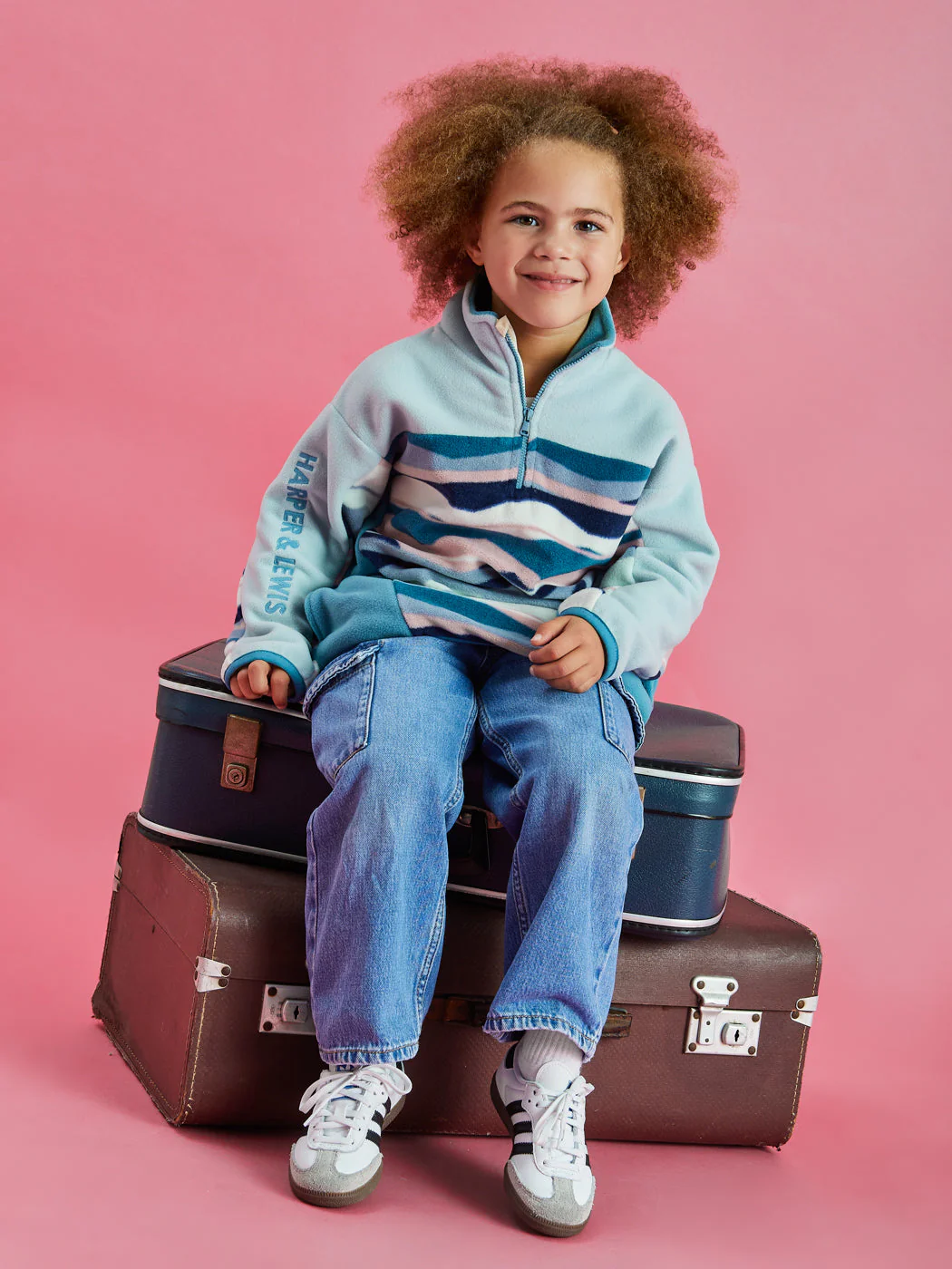 Kids Skyler Retro Pattern 1/4 Zip Fleece - Harper & Lewis