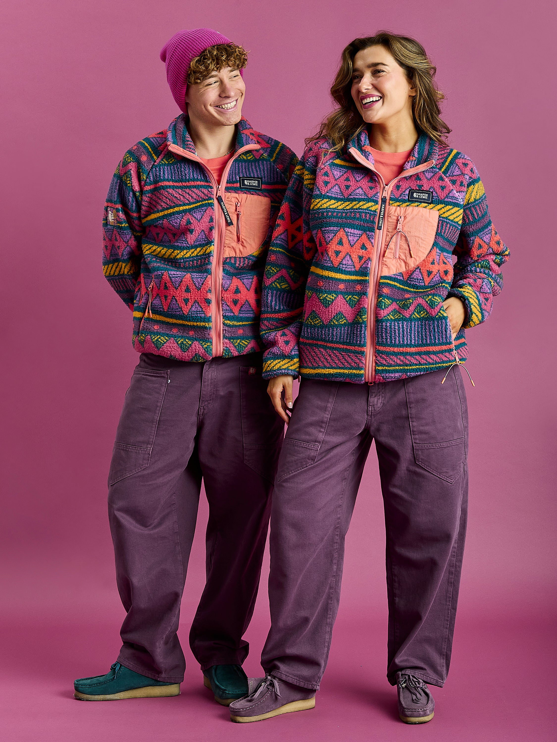 Finn Retro Pattern Full Zip Sherpa Fleece - Harper & Lewis