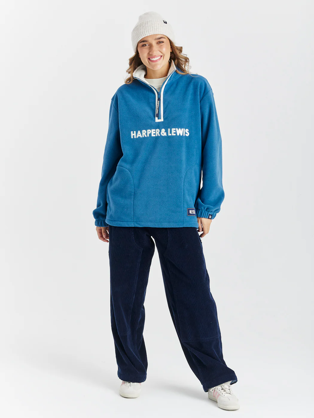 Ocean 1/4 Zip Fleece Petrol - Harper & Lewis