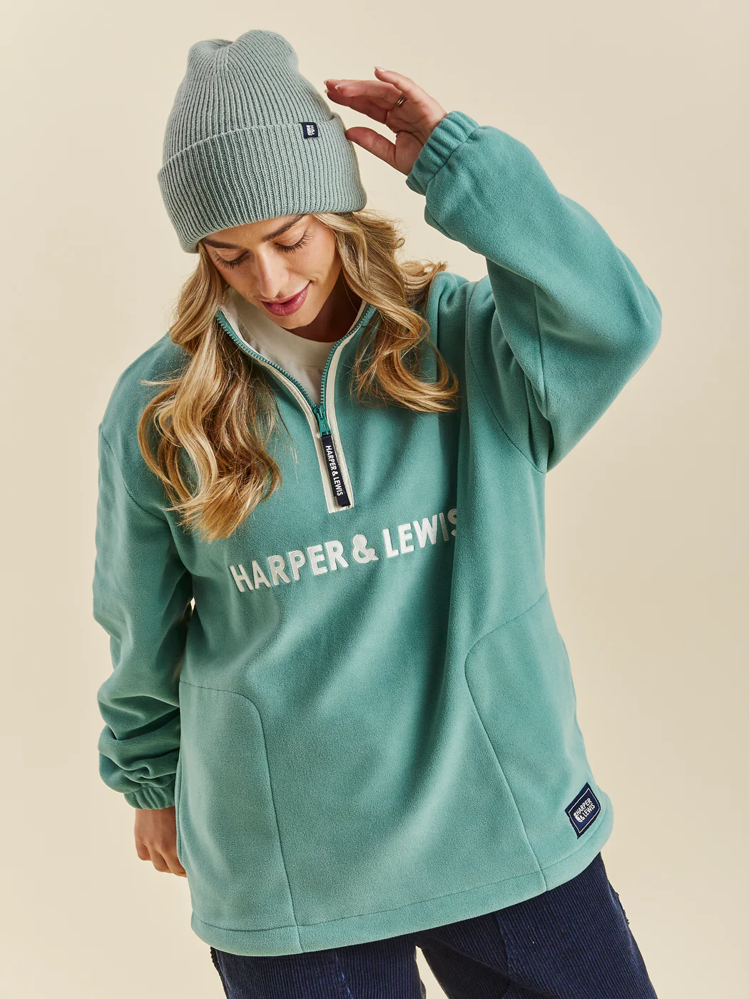 Ocean 1/4 Zip Fleece Sage - Harper & Lewis