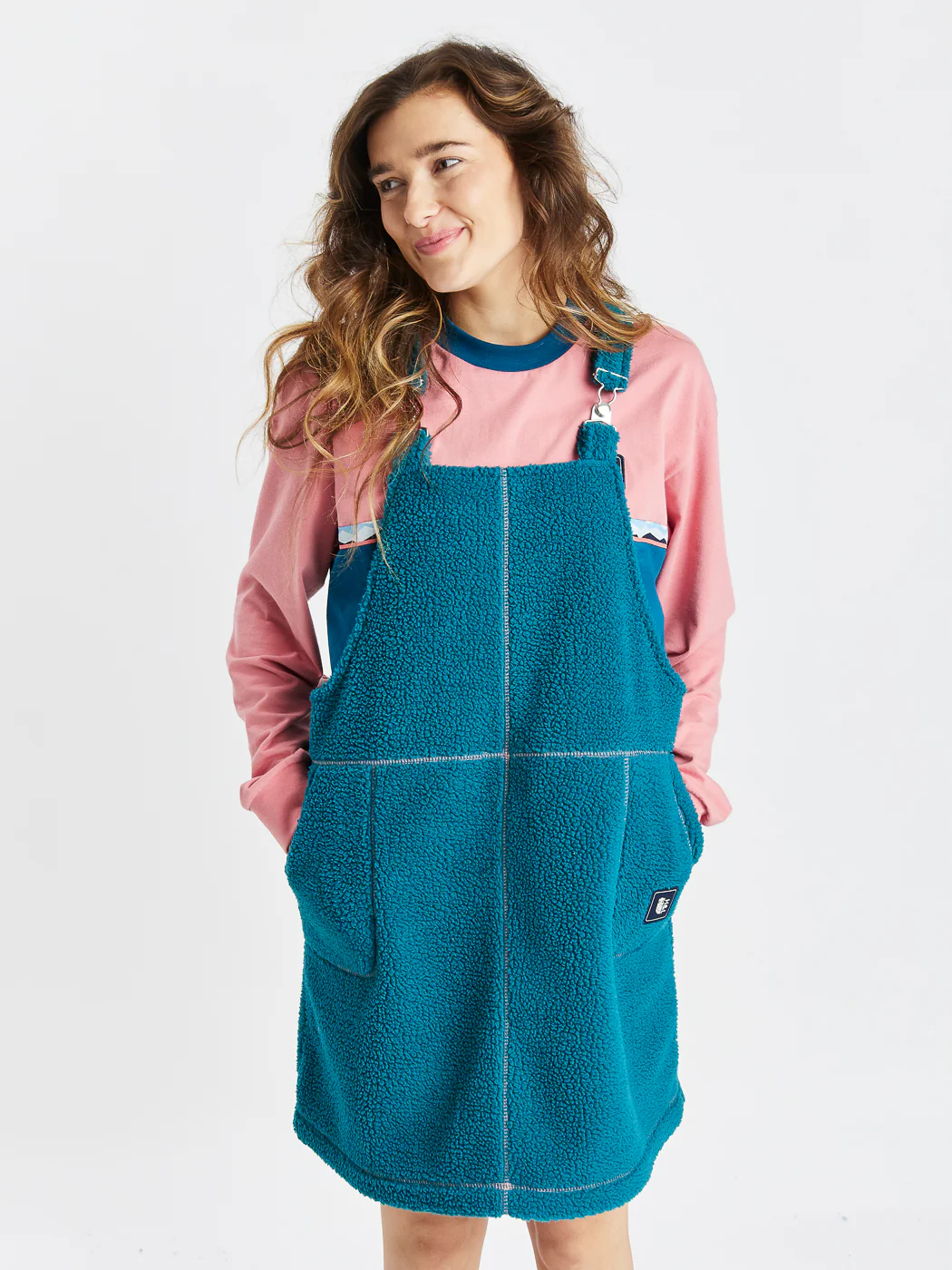 Syd Sherpa Fleece Pinafore Dress - Harper & Lewis