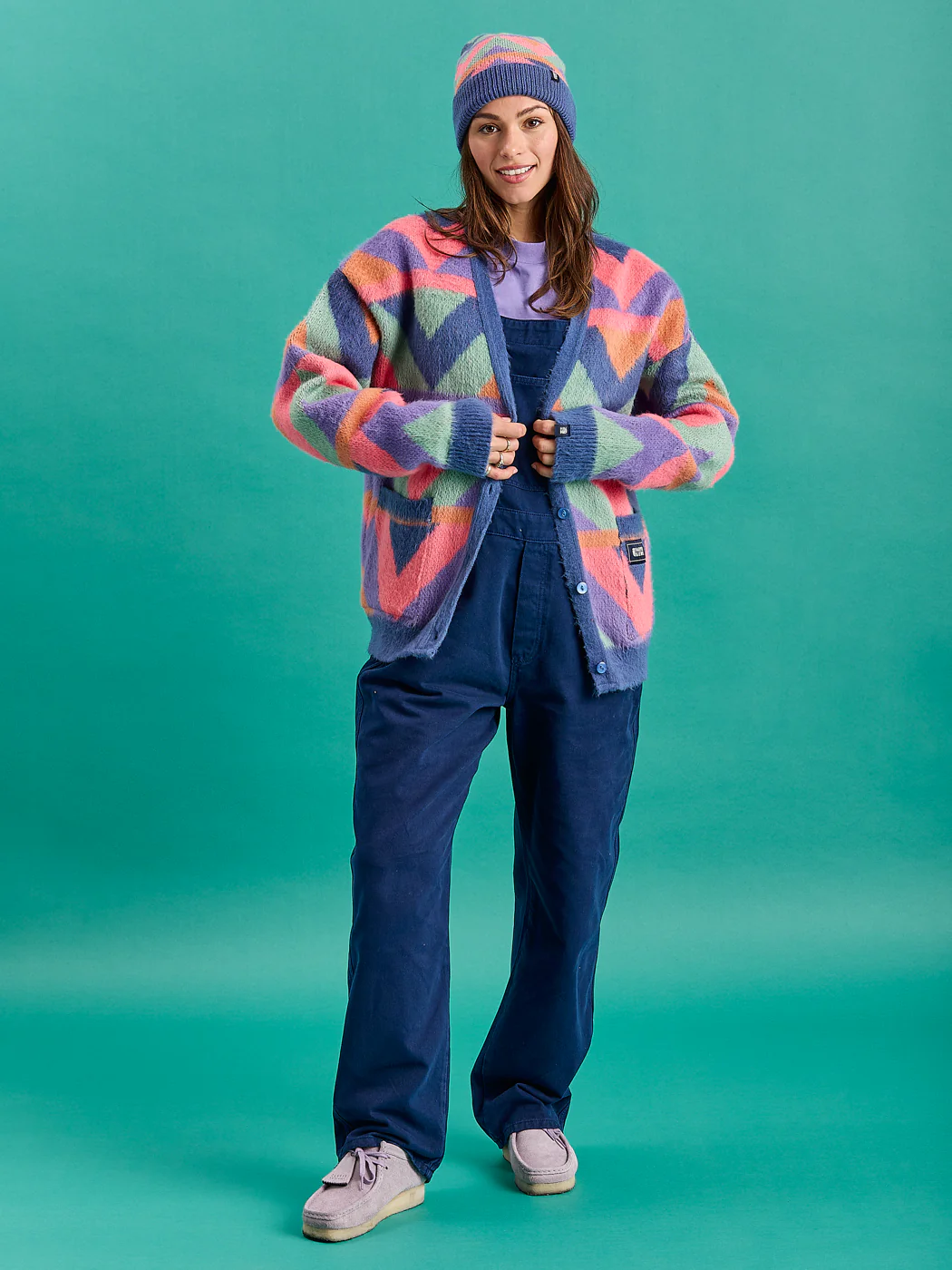 Janara Retro Pattern Brushed Knitted Cardigan - Harper & Lewis