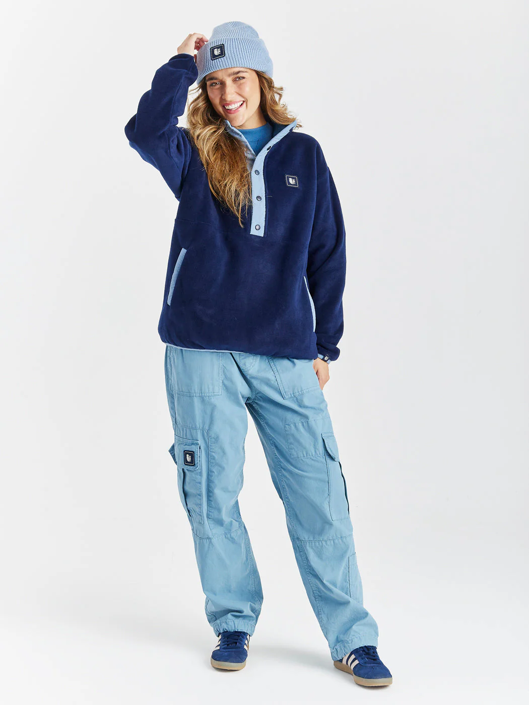 Peyton Popper Neck Fleece Navy - Harper & Lewis