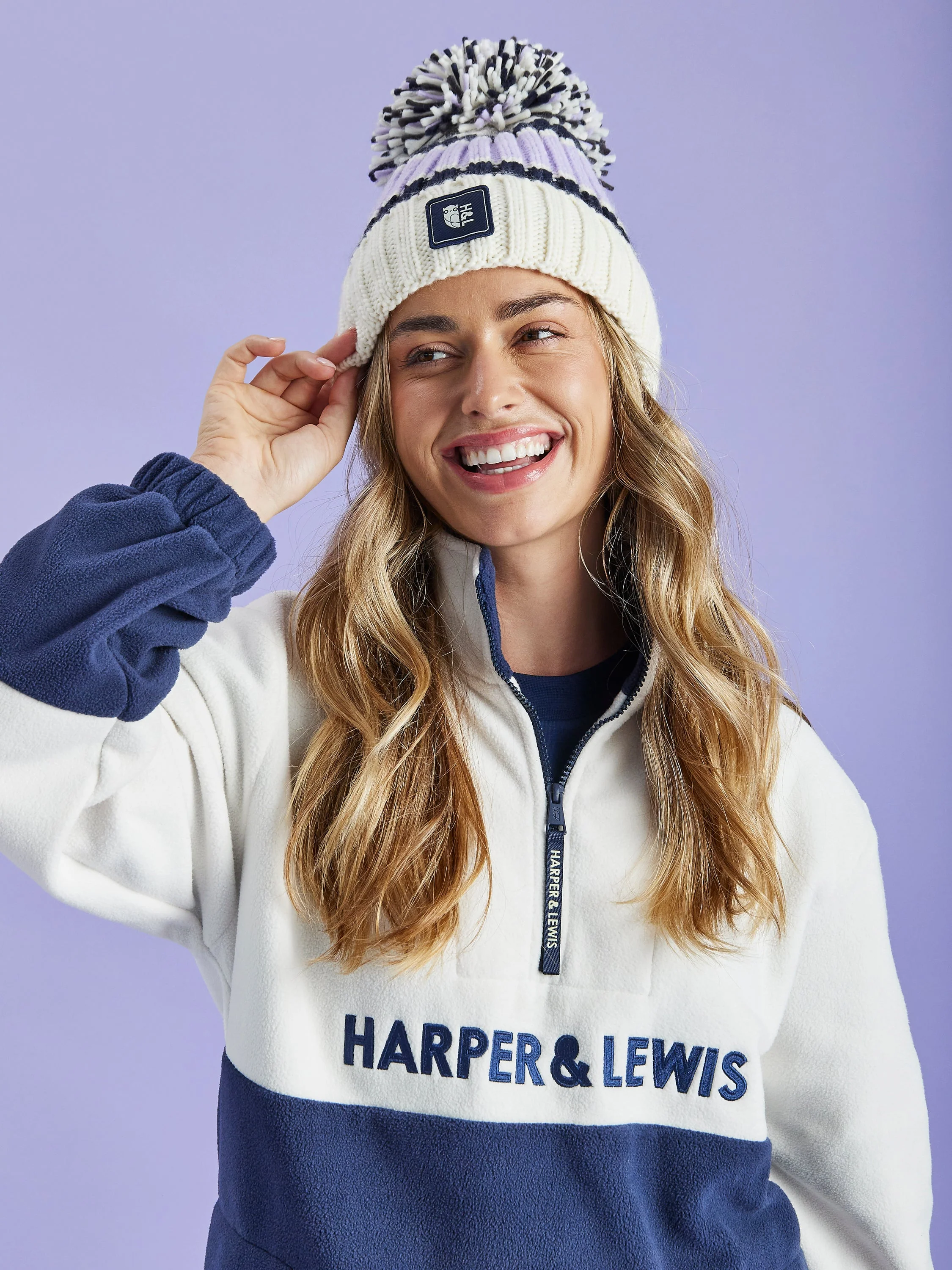 Fernie Pom Pom Beanie Blueberry Cheesecake - Harper & Lewis