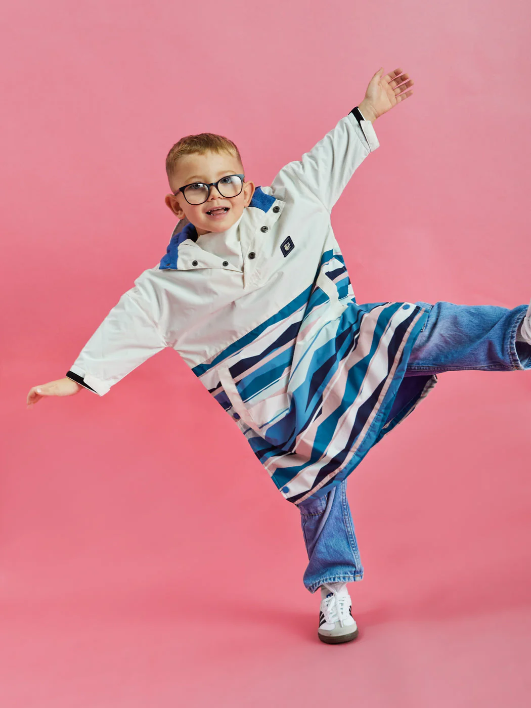 Kids Alva Retro Pattern Poncho - Harper & Lewis