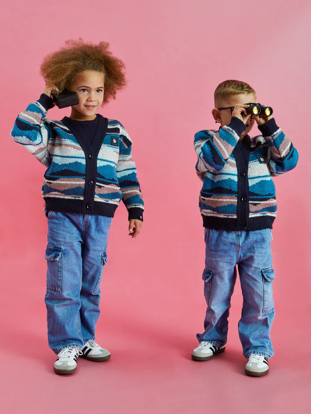 Kids Blythe Retro Pattern Knitted Cardigan - Harper & Lewis