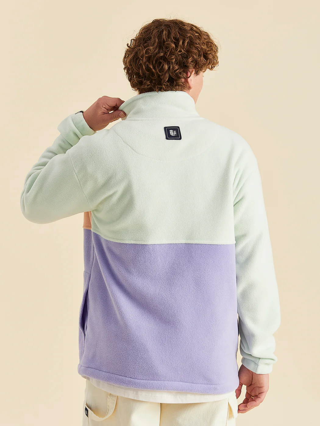 Mellow 1/4 Zip Fleece Light Sage & Light Lilac - Harper & Lewis