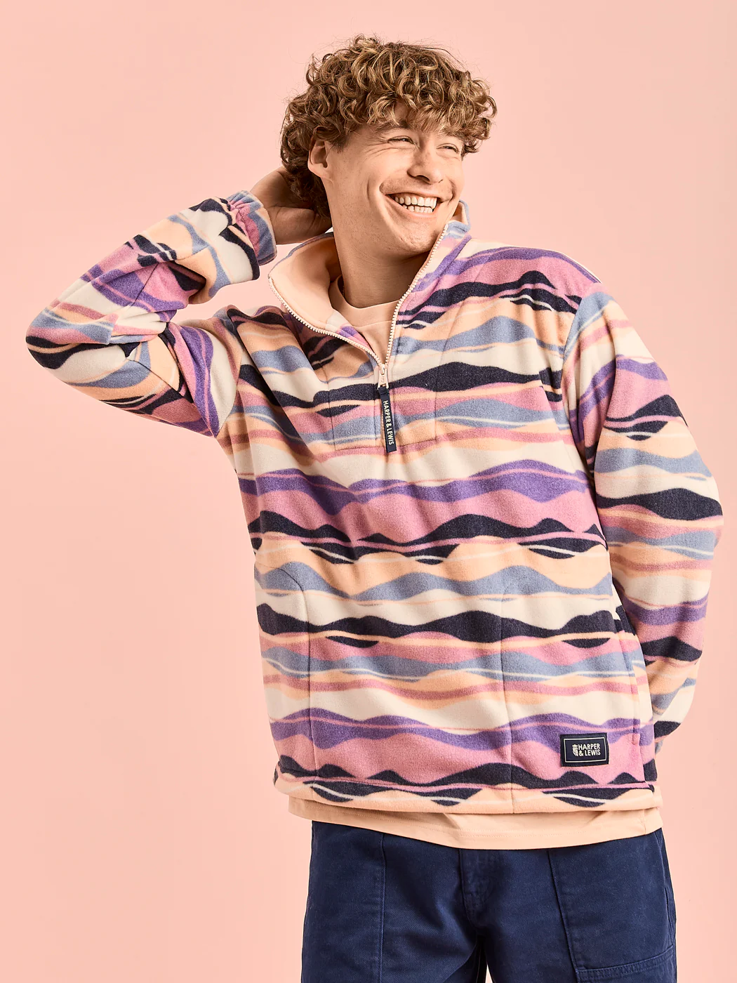 Raver Retro Pattern 1/4 Zip Fleece - Harper & Lewis