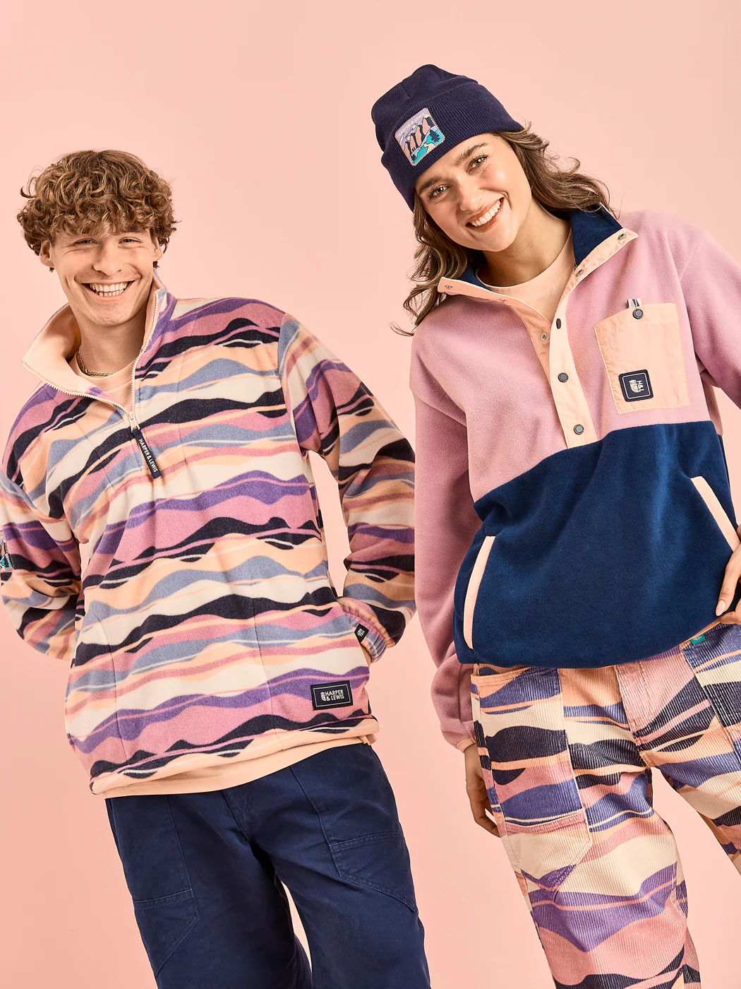 Raver Retro Pattern 1/4 Zip Fleece - Harper & Lewis