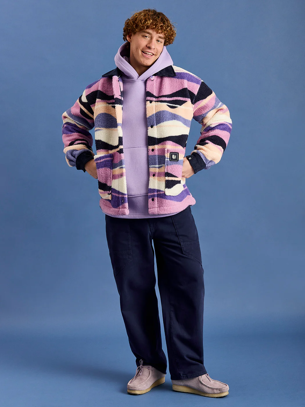 Beau Retro Pattern Sherpa Fleece Shirt - Harper & Lewis