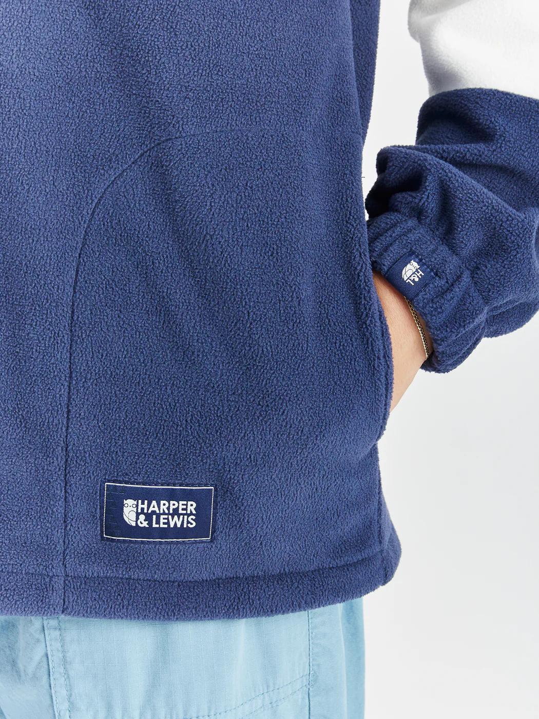 Berkley 1/4 Zip Fleece Cream & Navy - Harper & Lewis