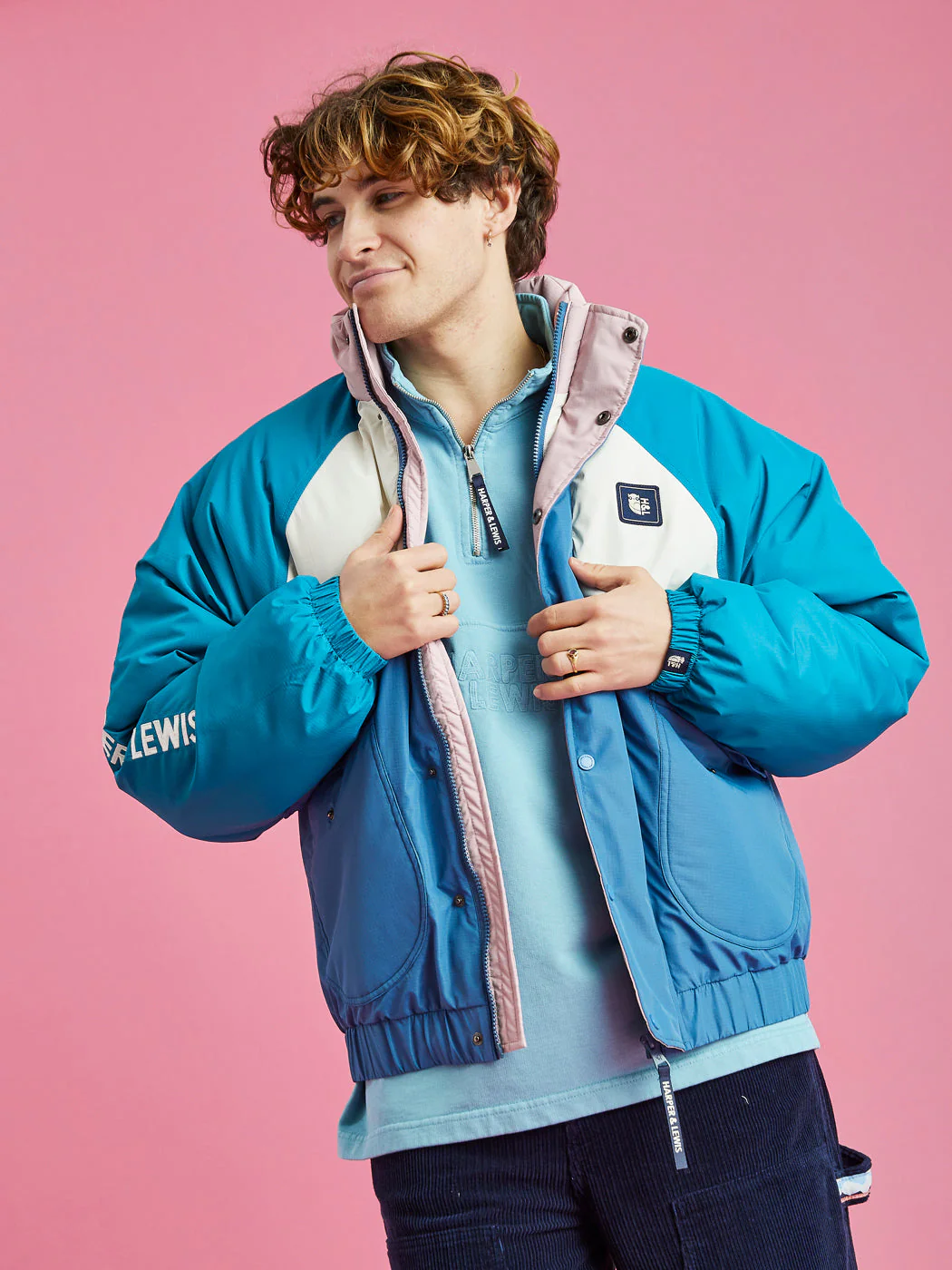 Camille 1/4 Zip Oversized Sweater Steel Blue - Harper & Lewis