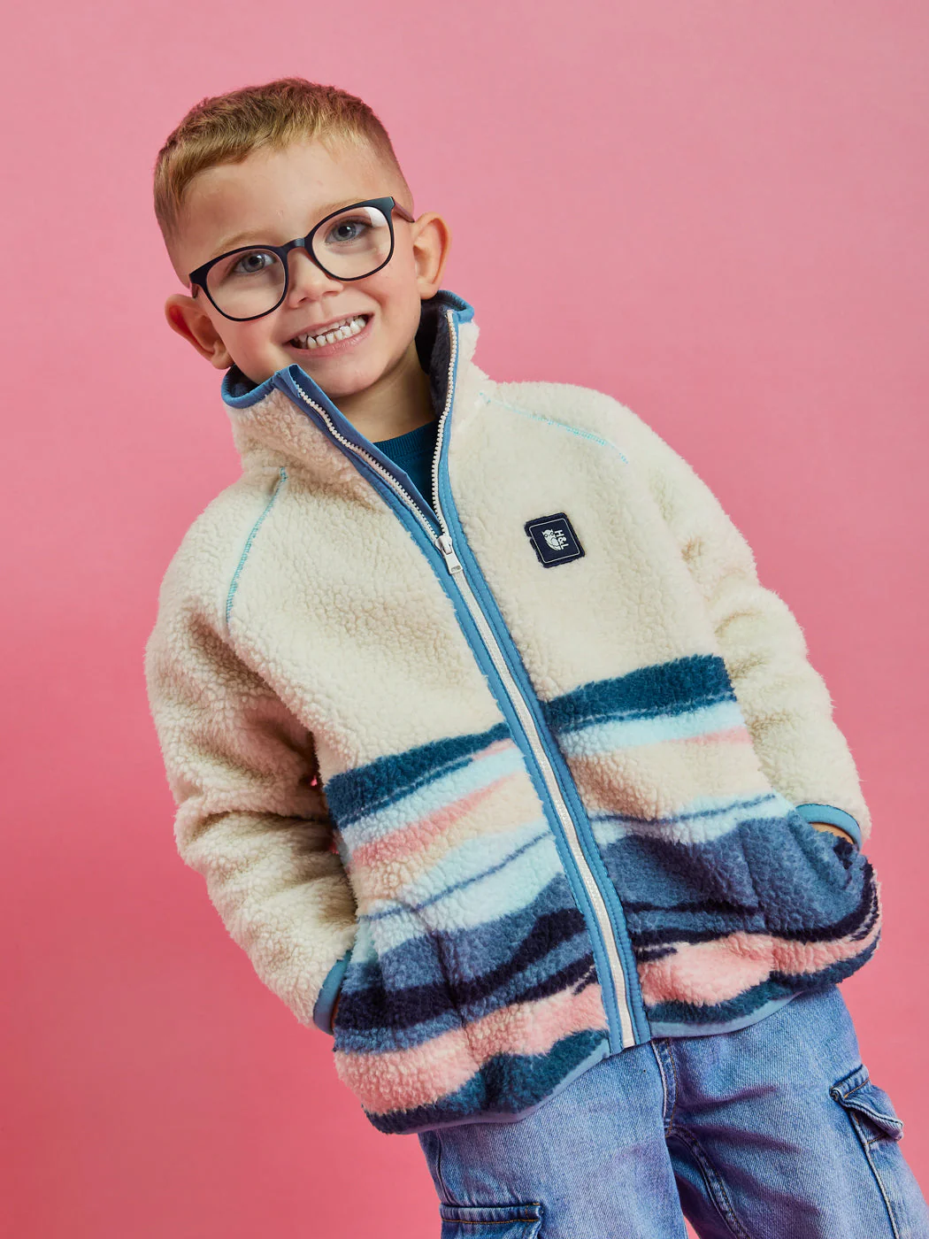 Kids Emerson Retro Pattern Sherpa Fleece - Harper & Lewis