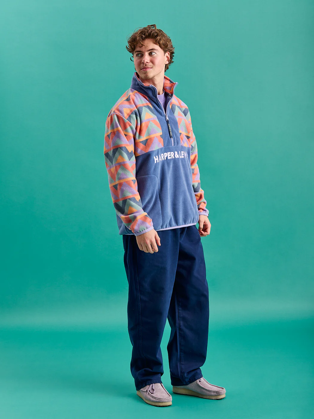 Bodie Retro Pattern 1/4 Zip Fleece - Harper & Lewis