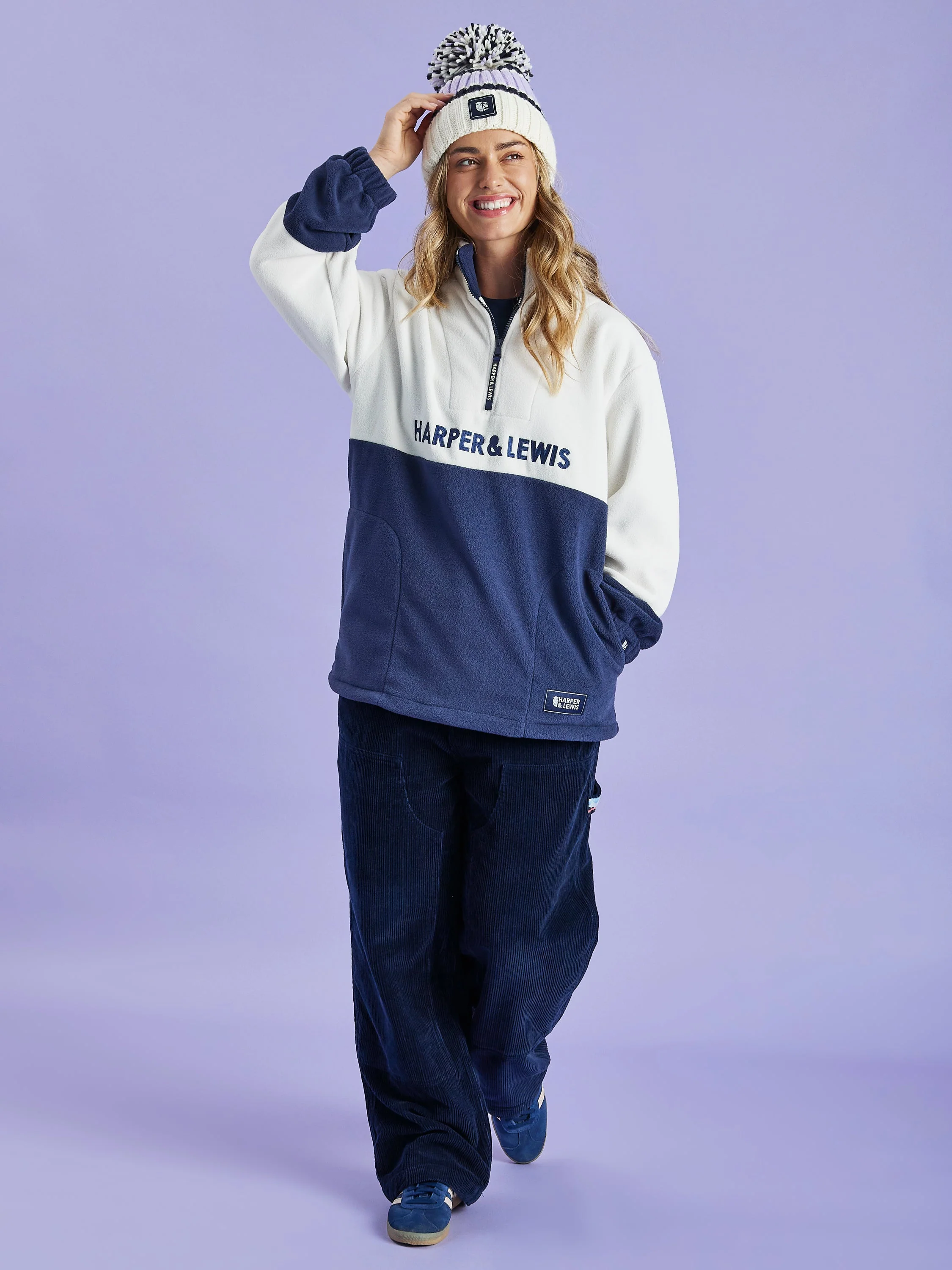 Fernie Pom Pom Beanie Blueberry Cheesecake - Harper & Lewis