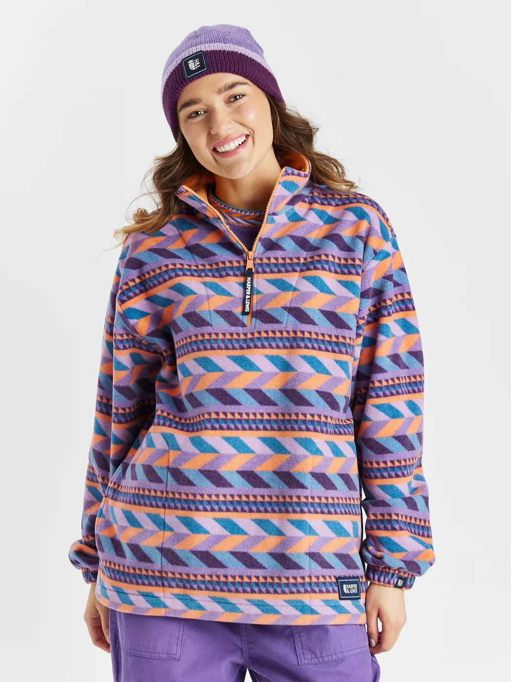 Raine Retro Pattern 1/4 Zip Fleece - Harper & Lewis
