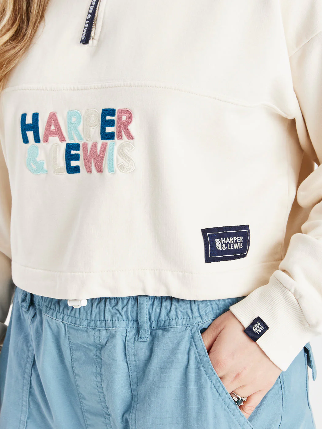 Kelsey Cropped 1/4 Zip Sweater Cream - Harper & Lewis