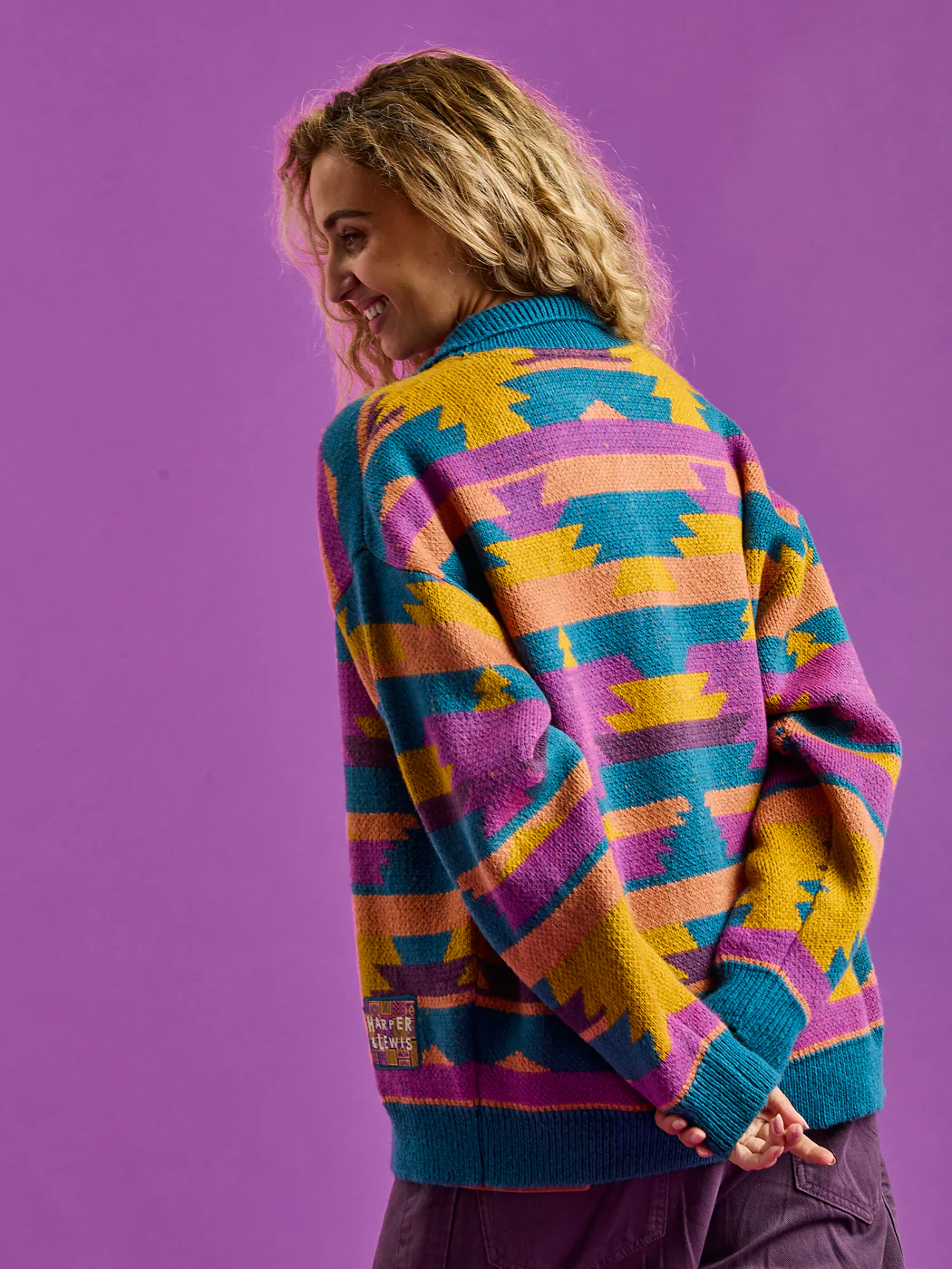 Colby Retro Pattern Knitted Cardigan - Harper & Lewis