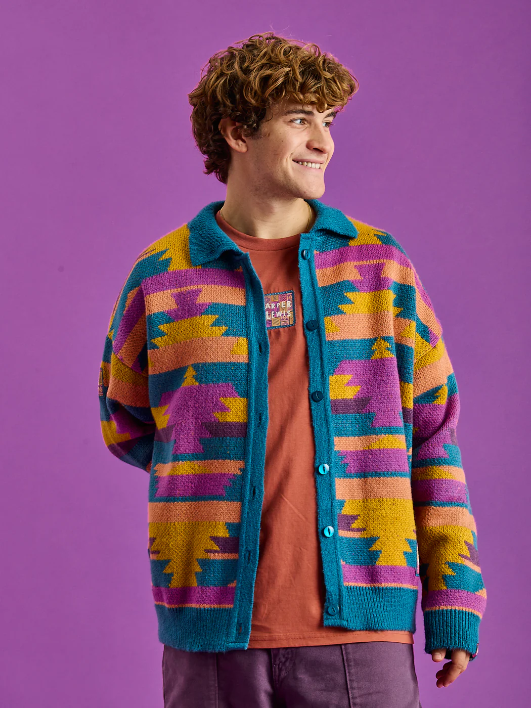 Colby Retro Pattern Knitted Cardigan - Harper & Lewis