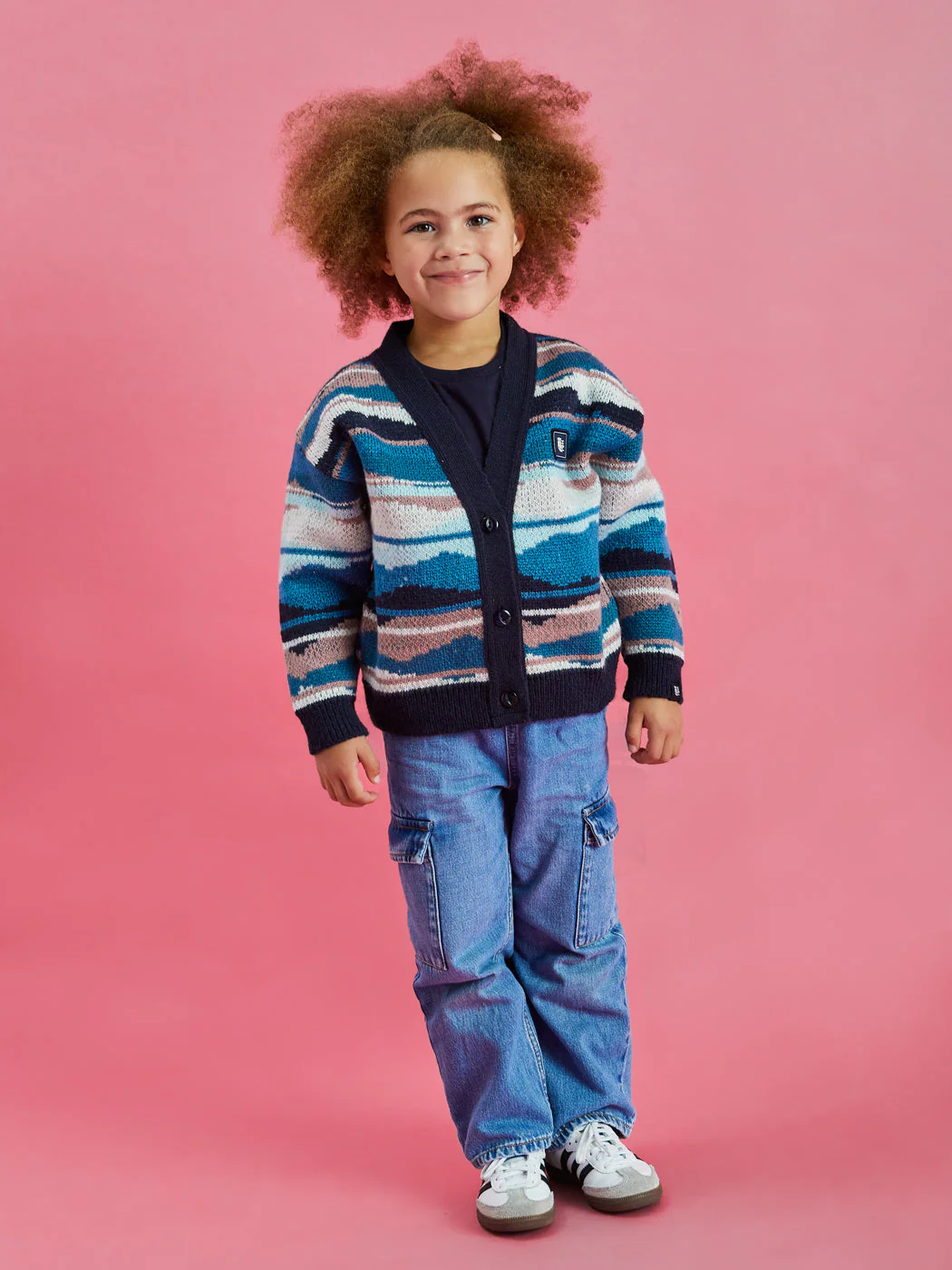 Kids Blythe Retro Pattern Knitted Cardigan - Harper & Lewis